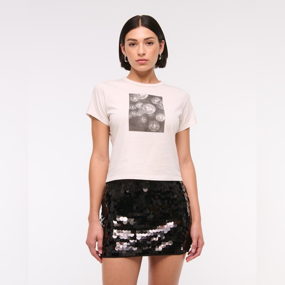 Abercrombie and Fitch Mid Rise Sequin Skort Black Size XL Side Zip Sparkle Dance